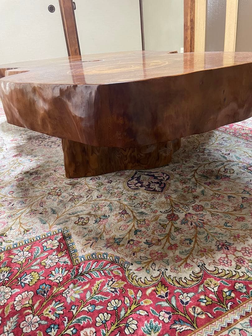 広島発 屋久杉 輪切り 座卓 テーブル 天板 + 屋久杉 衝立