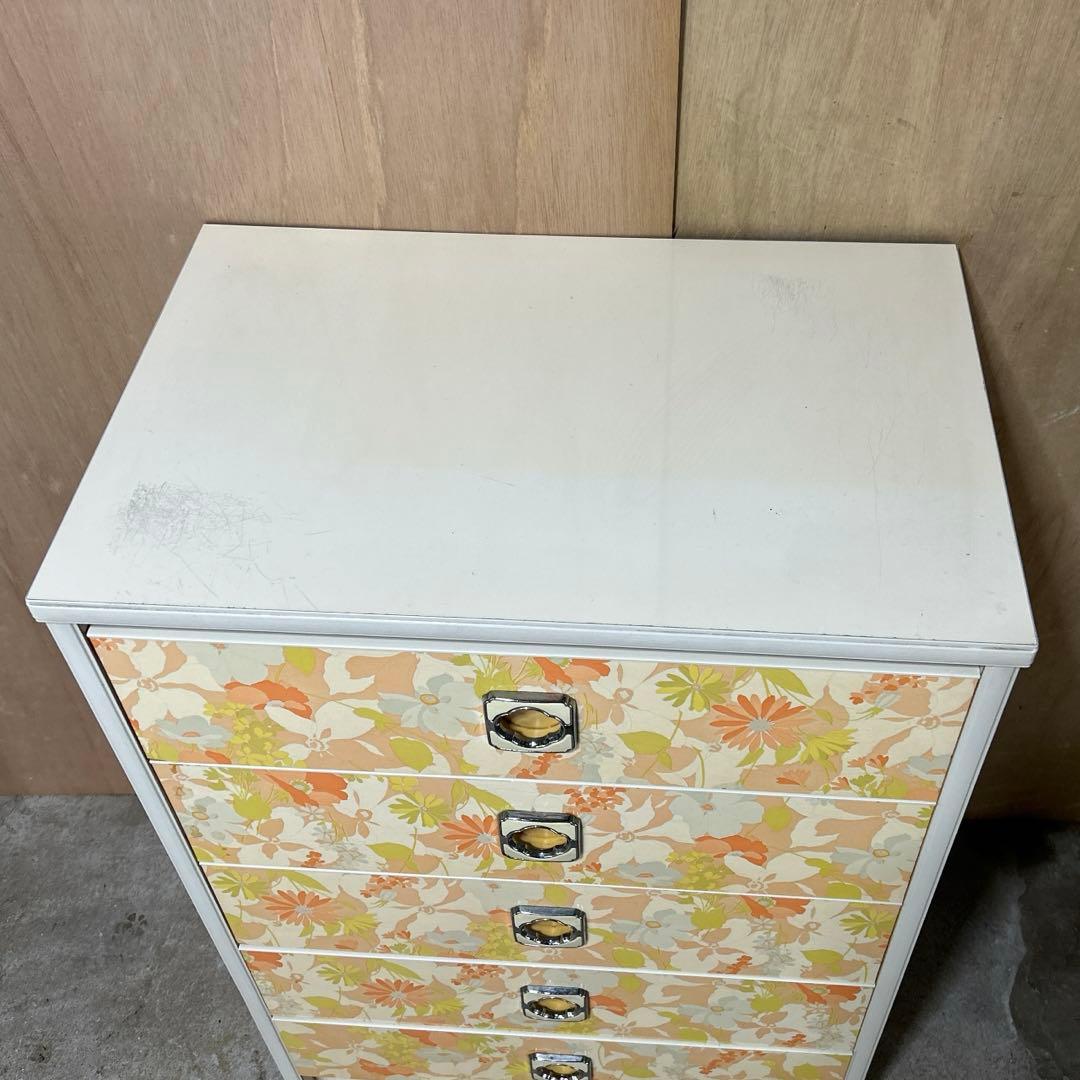 【昭和レトロ】　花柄チェスト　5段チェスト