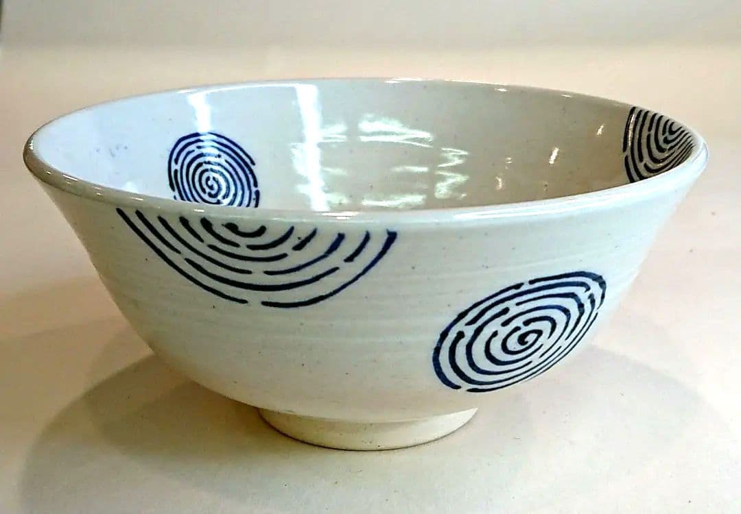 【茶道具】染付渦 平茶碗 膳所焼