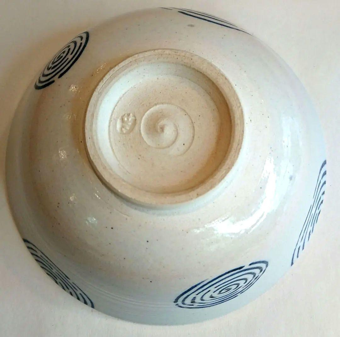 【茶道具】染付渦 平茶碗 膳所焼