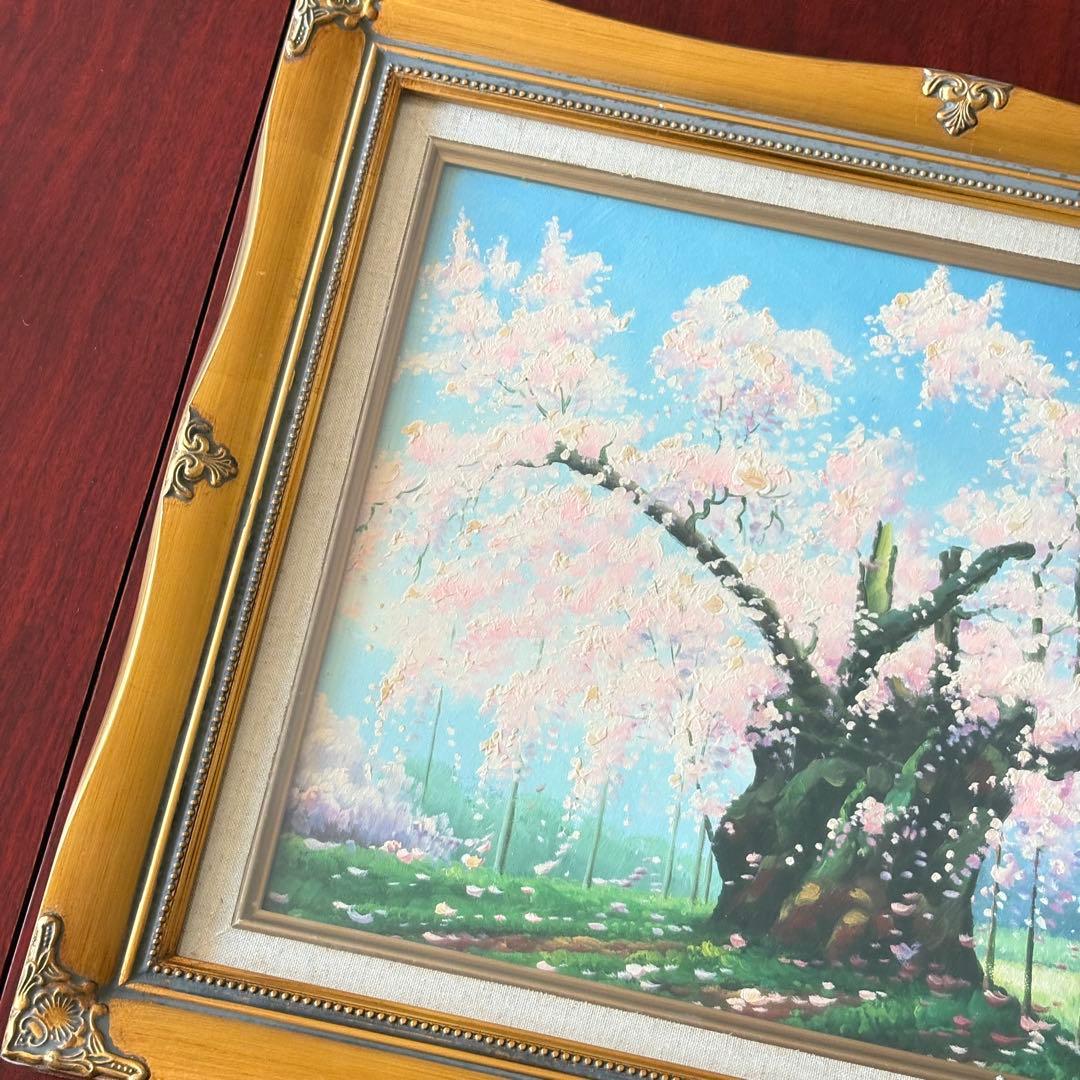 山田清光 油彩 額装 満開桜 春景 個展開催 岐阜県出身 油絵 油画 絵画 K
