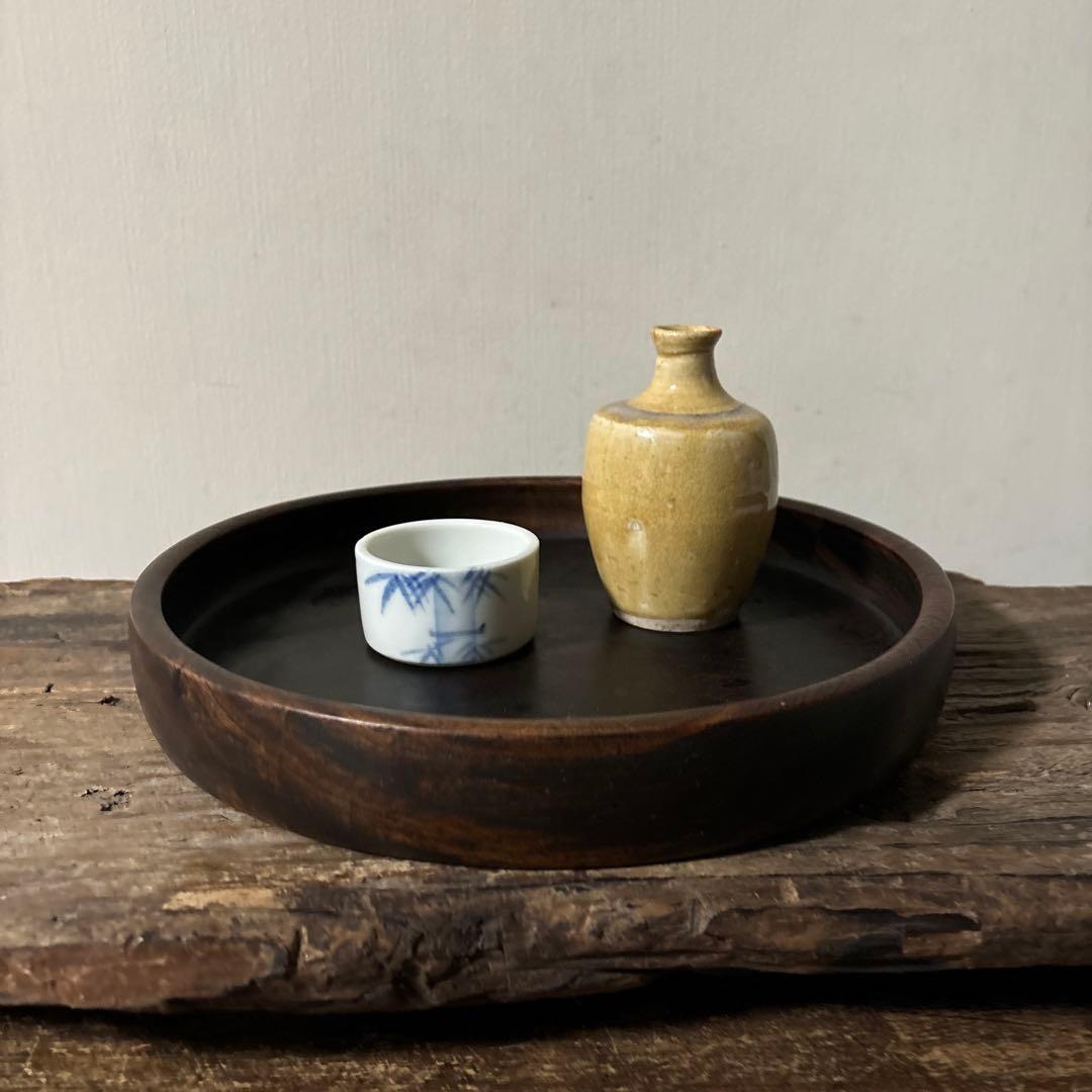 古い瀬戸小徳利　江戸明治　黄瀬戸　美濃　花器　酒器　アンティーク　古道具　検李朝