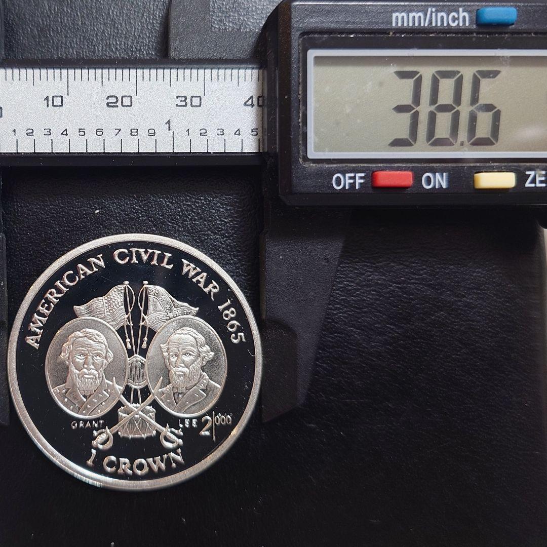 1999年 マン島銀貨 1クラウン アメリカ南北戦争記念銀貨 SV925 大型