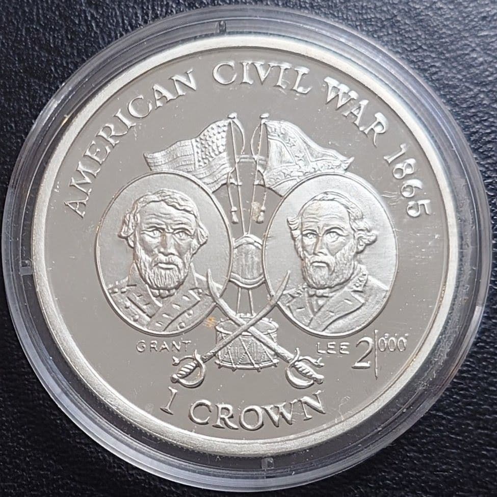 1999年 マン島銀貨 1クラウン アメリカ南北戦争記念銀貨 SV925 大型