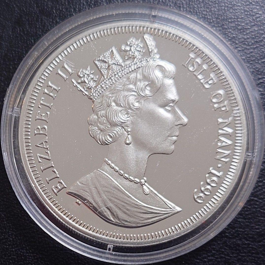 1999年 マン島銀貨 1クラウン アメリカ南北戦争記念銀貨 SV925 大型