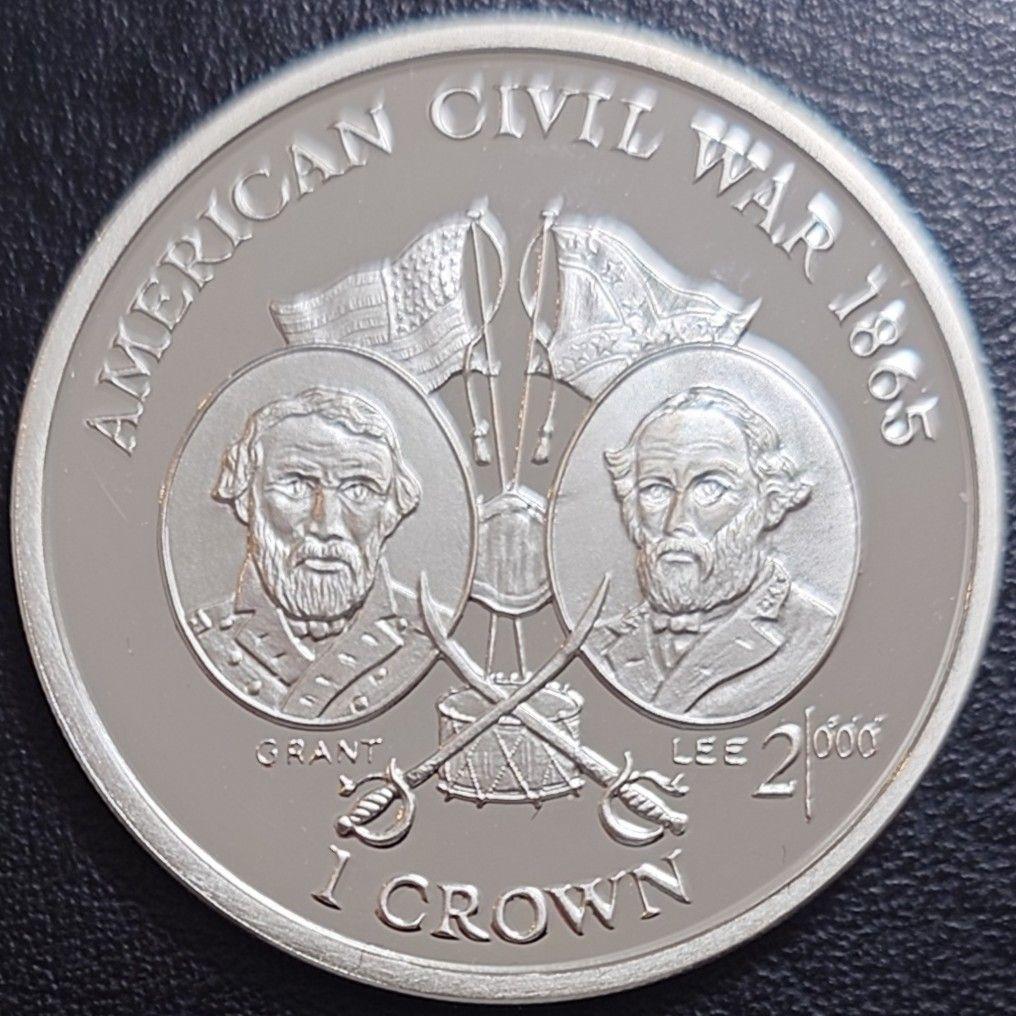 1999年 マン島銀貨 1クラウン アメリカ南北戦争記念銀貨 SV925 大型