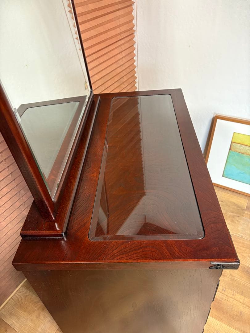 遠野民芸　欅　漆塗　南部鉄　鏡台　ドレッサー　検）岩谷堂　和家具