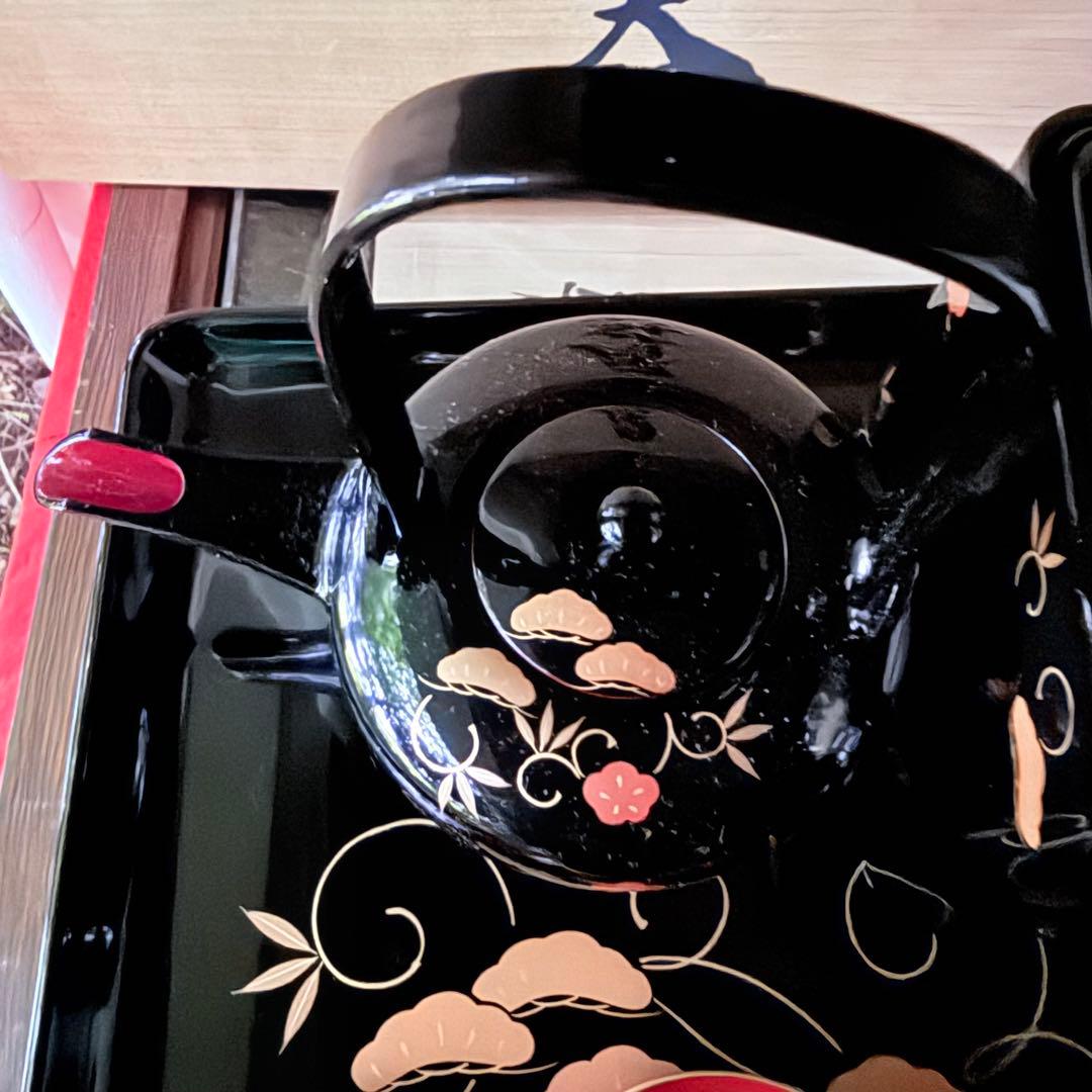 超限定1月12日迄‼️節目にJAPAN天然木会津塗お屠蘇器蒔絵松竹梅四ッ揃杉箱入