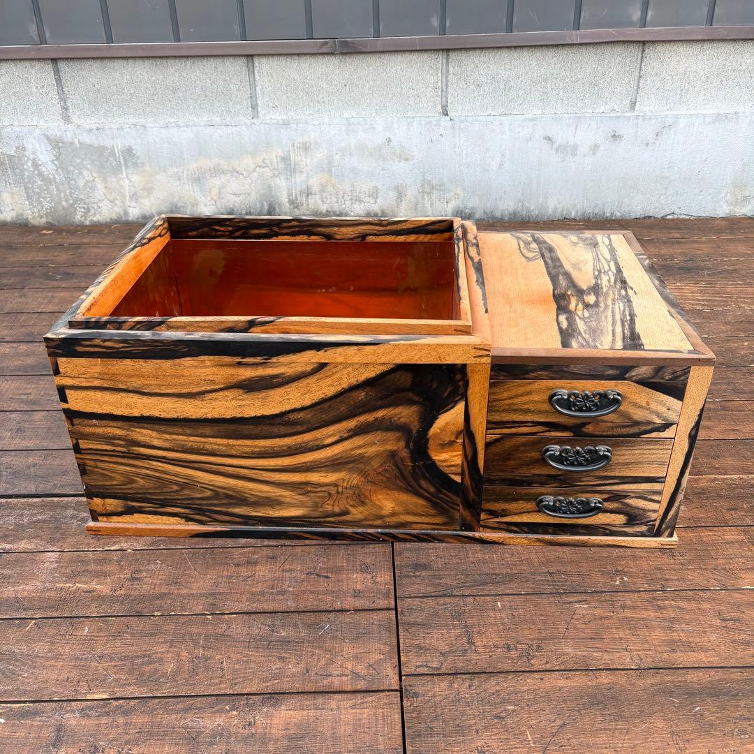 昭和レトロ 木製 長火鉢 3杯 引き出し収納付き 火鉢 囲炉裏 古家具 古道具