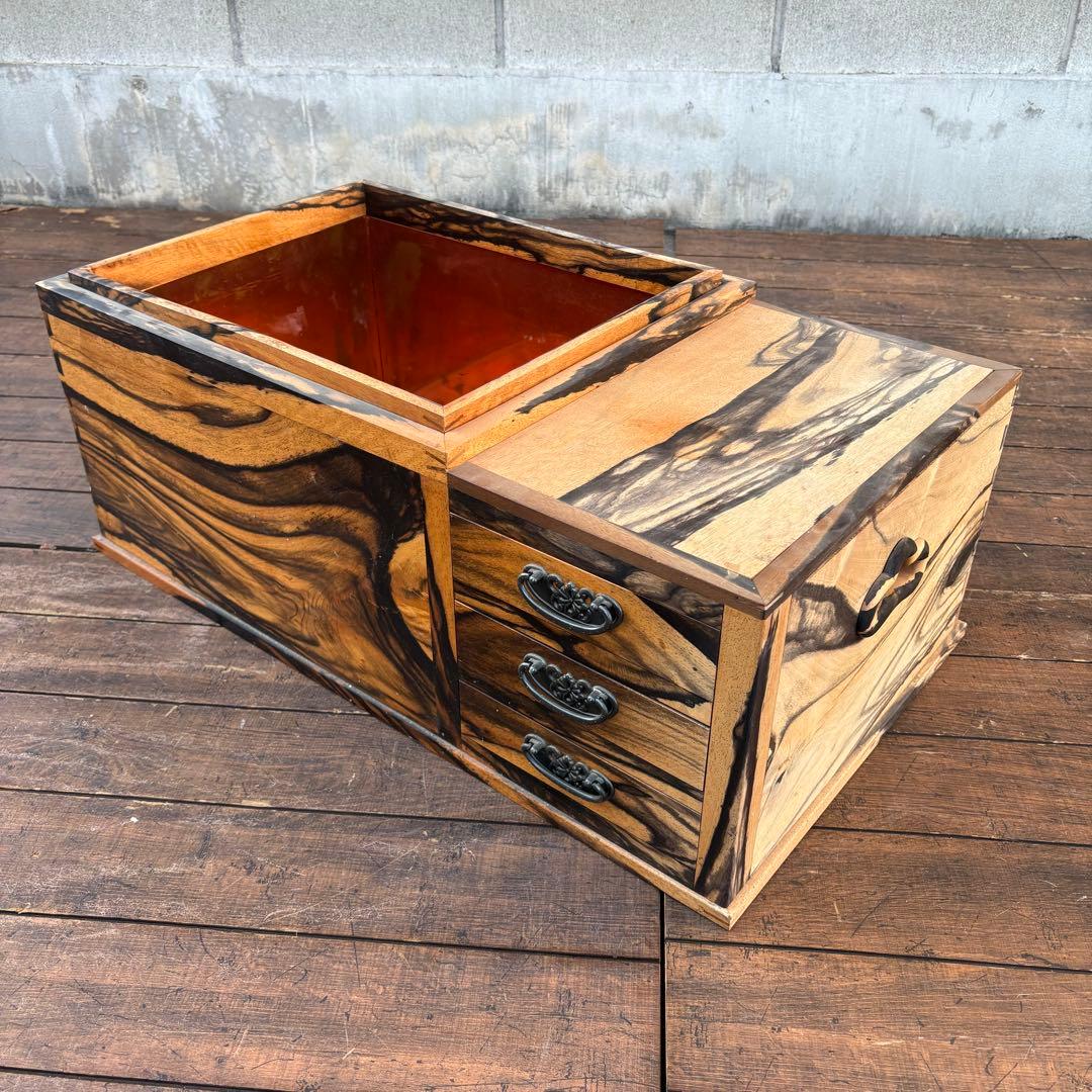 昭和レトロ 木製 長火鉢 3杯 引き出し収納付き 火鉢 囲炉裏 古家具 古道具