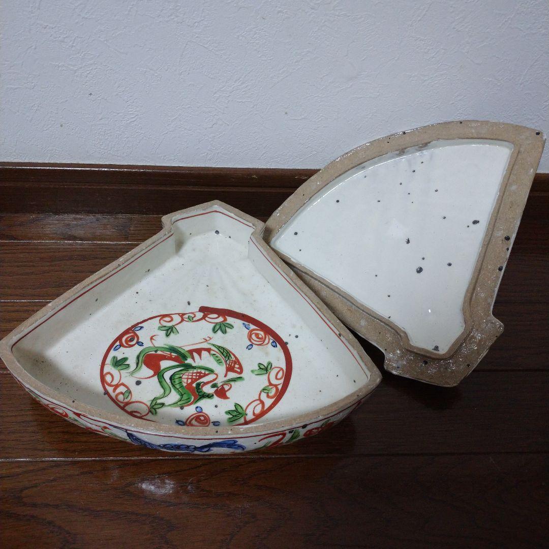 大特価‼️ 最終値下げ‼️ 中垣連次作‼️ 赤絵 扇型 蓋物‼️ 一点物‼️