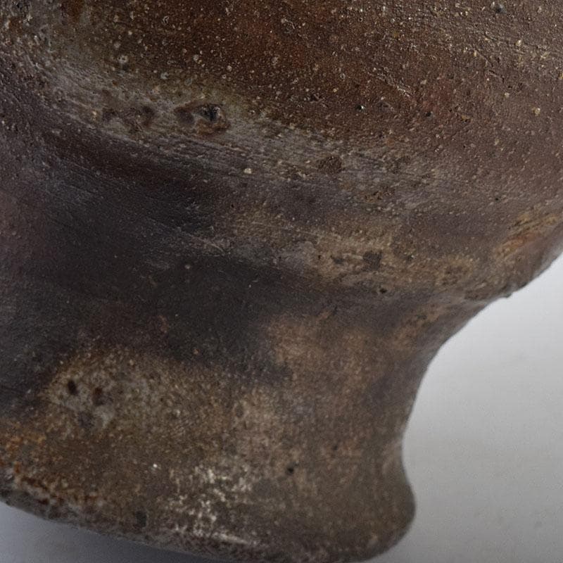 備前焼　人間国宝　金重陶陽作　耳付花入　共箱　M　R8532