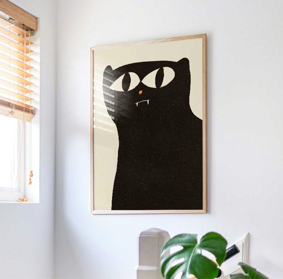 PSTR studio アートポスター 50×70cm Black Cat