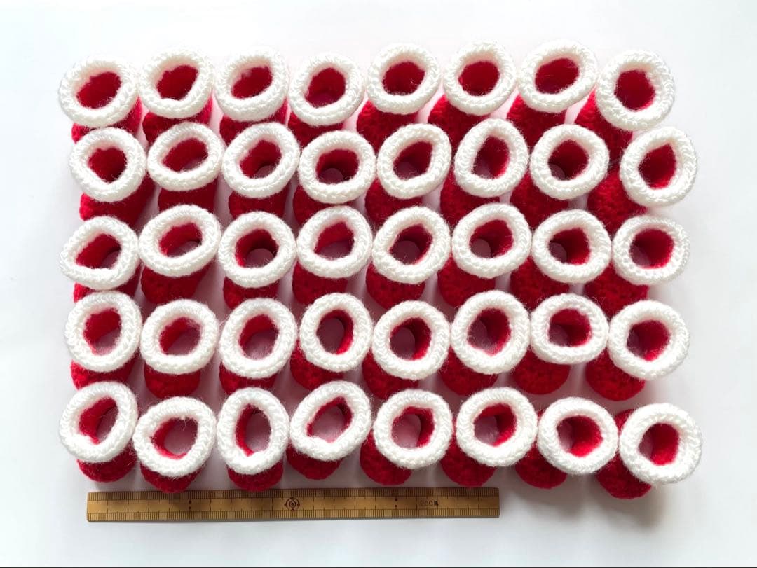 かぎ針編み ブーツ40個 りんごモチーフ16個 りんご梨モチーフ18個