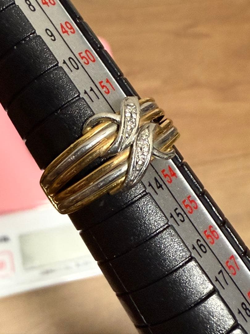 K18プラチナコンビダイアモンドリング3g