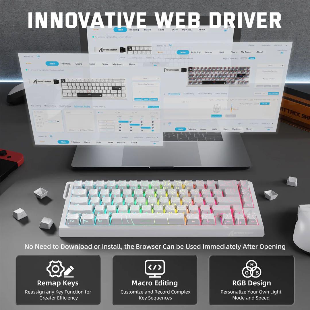 ATTACK SHARK X68PROHE ラピッドトリガー 磁気スイッチ 白