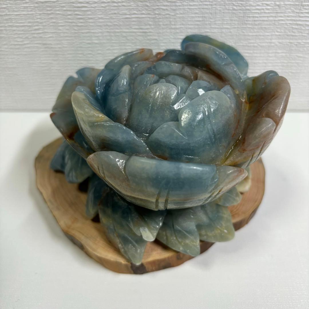 青瑪瑙 ブルーオニキス 彫刻 置物 カービング