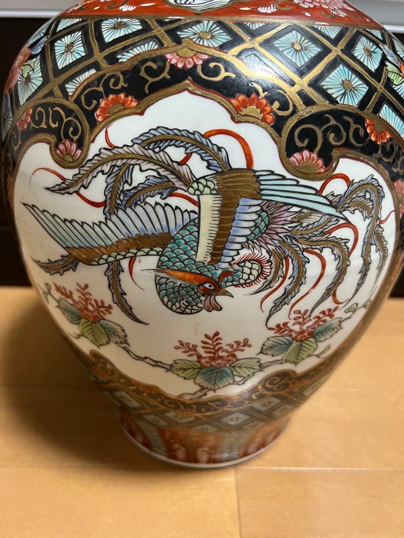 高級日本製 大きい 有田焼 視行窯 大花瓶 龍と鳳凰