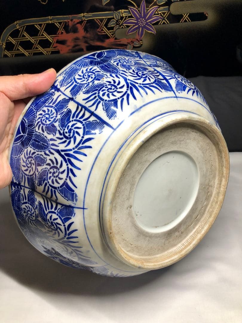 染付大缽。古伊万里。骨董品。古美術。江戸時代。舊家藏出。