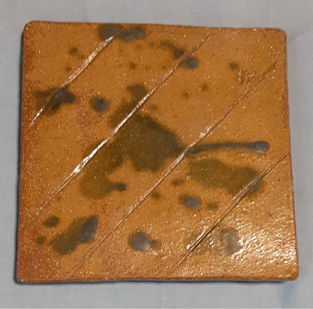 陶芸作品 高台付き角皿4点セット