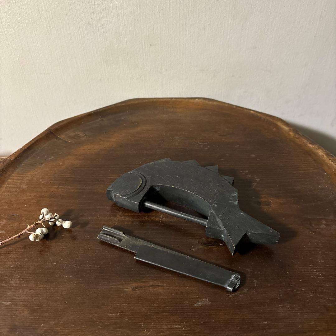 李朝　朝鮮王朝　魚型錠前　鍵　アンティーク　古道具　骨董　古美術　韓国骨董　清朝