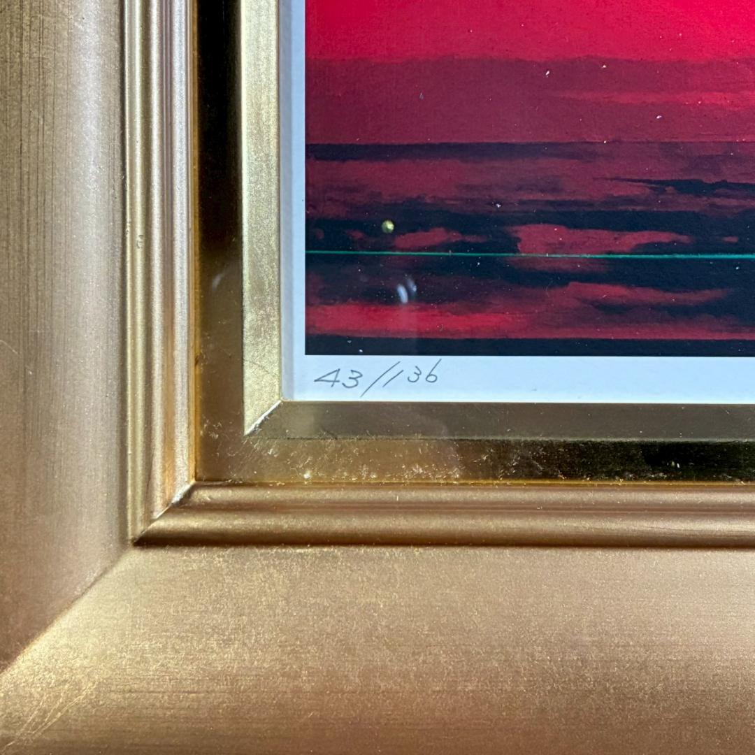 美品 小泉守邦「天空暁光日神」リトグラフ 直筆サイン入 古径額 ヒーリングアート