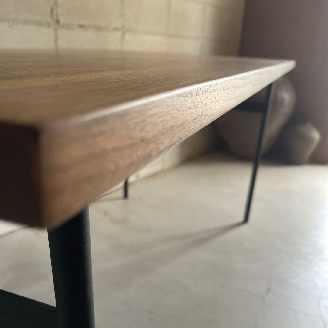 美品　unico ウニコ　ダイニングテーブル　ウォールナット無垢　棚付アイアン脚