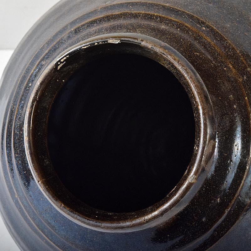 朝鮮美術　李朝　高麗黒釉　双耳壷　時代箱付　V　R8409B