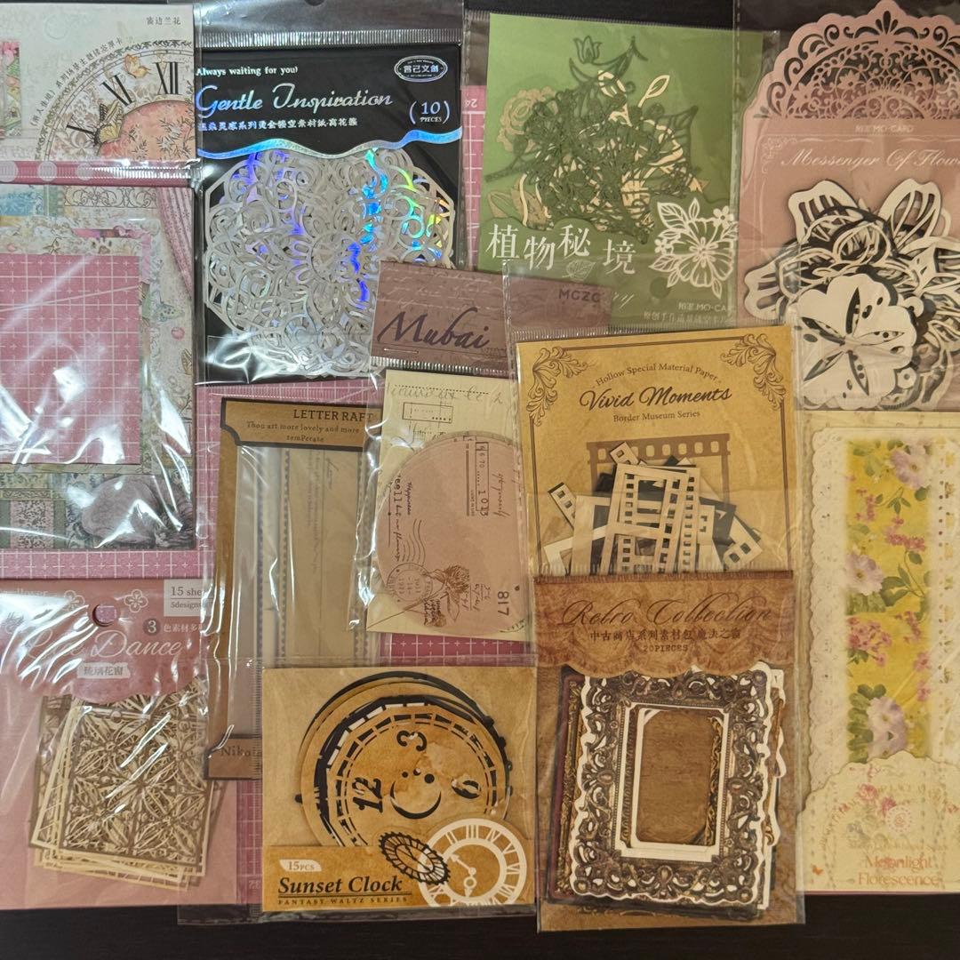 新品未使用コラージュ素材80サイズ紙モノ大量お裾分けステッカー まとめ売り