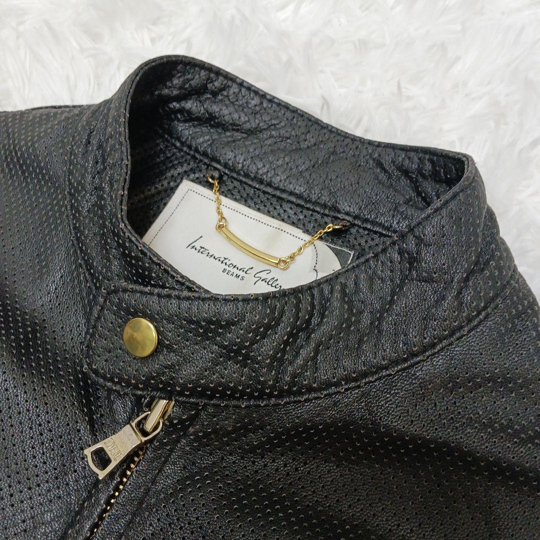 ✨美品✨希少デザイン✨ビームス　パンチング　シングルライダース　ブラック　M