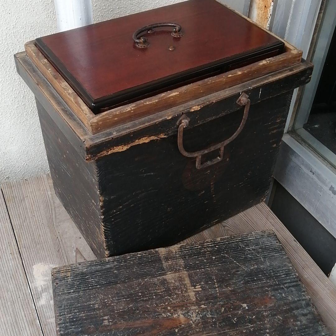 骨董　弁当箱　大名弁当　野点　木製　漆器　共木箱入　アンティーク　小物入