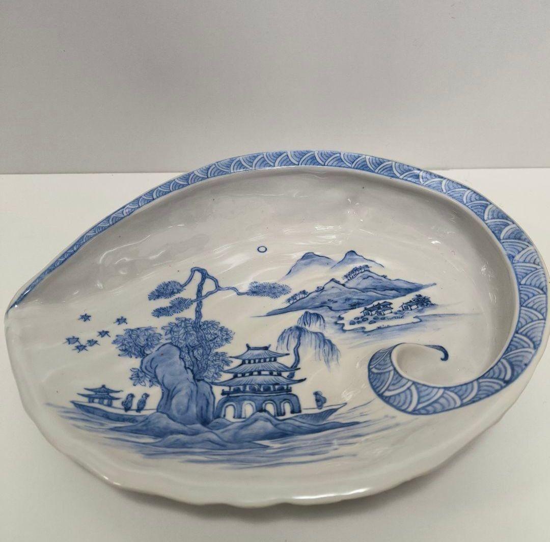 青白磁 貝殻型 陶器皿 31cm