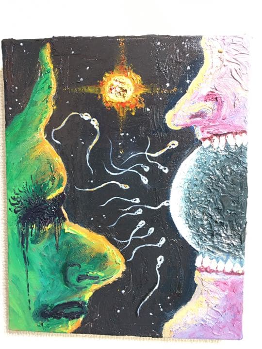 無限と無　絵　絵画　原画　油絵　雑貨 命　宇宙　抽象画　モダン　インテリア