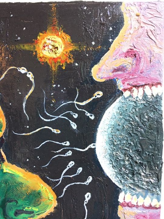 無限と無　絵　絵画　原画　油絵　雑貨 命　宇宙　抽象画　モダン　インテリア