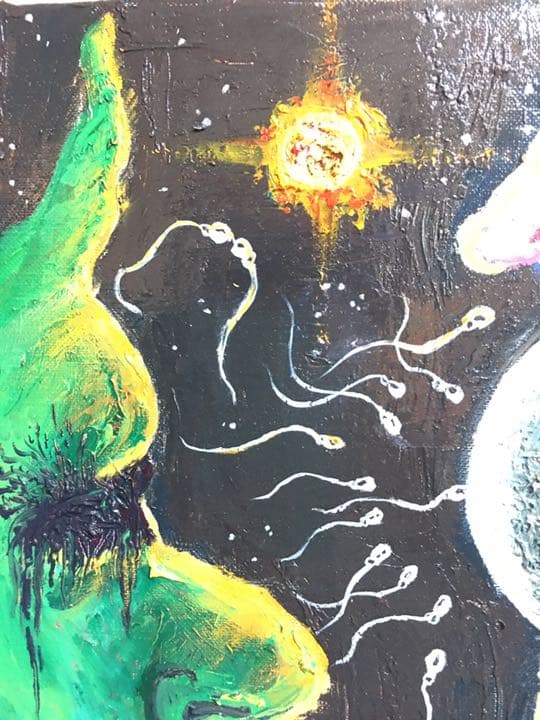 無限と無　絵　絵画　原画　油絵　雑貨 命　宇宙　抽象画　モダン　インテリア