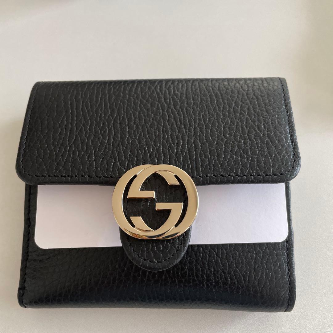 【新品】　グッチ インターロッキングG 二つ折り財布 財布 レディース