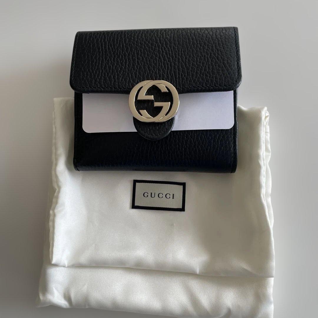 【新品】　グッチ インターロッキングG 二つ折り財布 財布 レディース