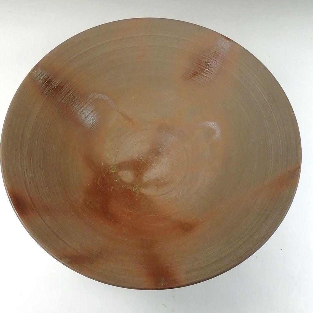 Ｔ４４０　茶碗　『備前焼』『平茶碗』『森岡宏 造』　共箱　抹茶碗　茶道具