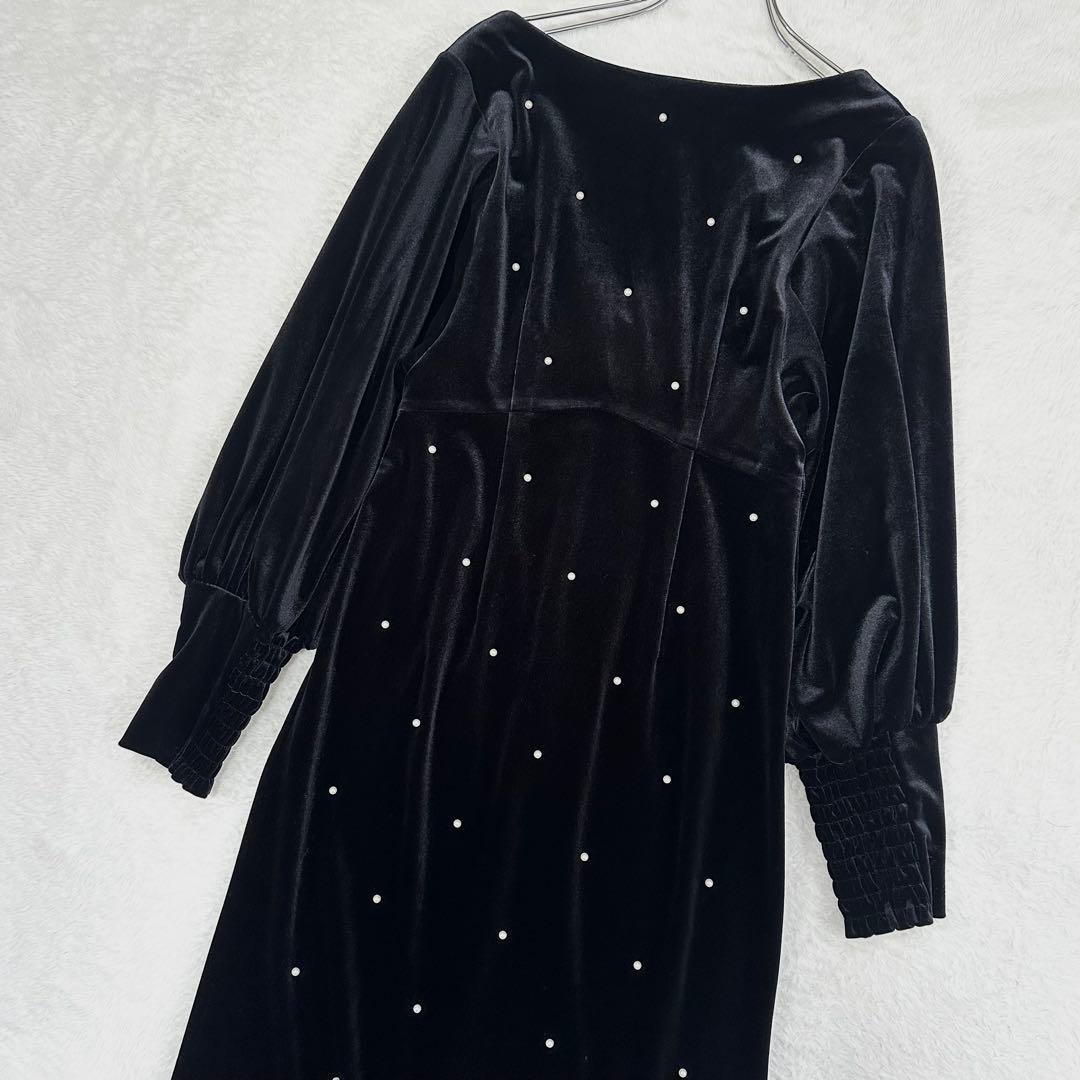 25AW 極美品✨Ameri アメリ バックオープン パール ベロアドレス S