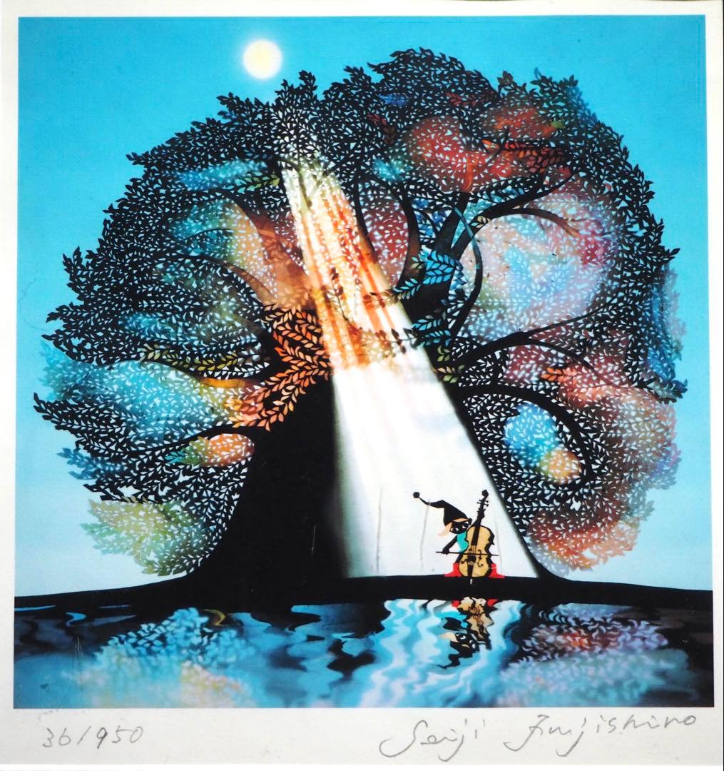 真作■藤城清治 四季のメルヘン 秋 月光の響■版画 絵画 レフグラフ