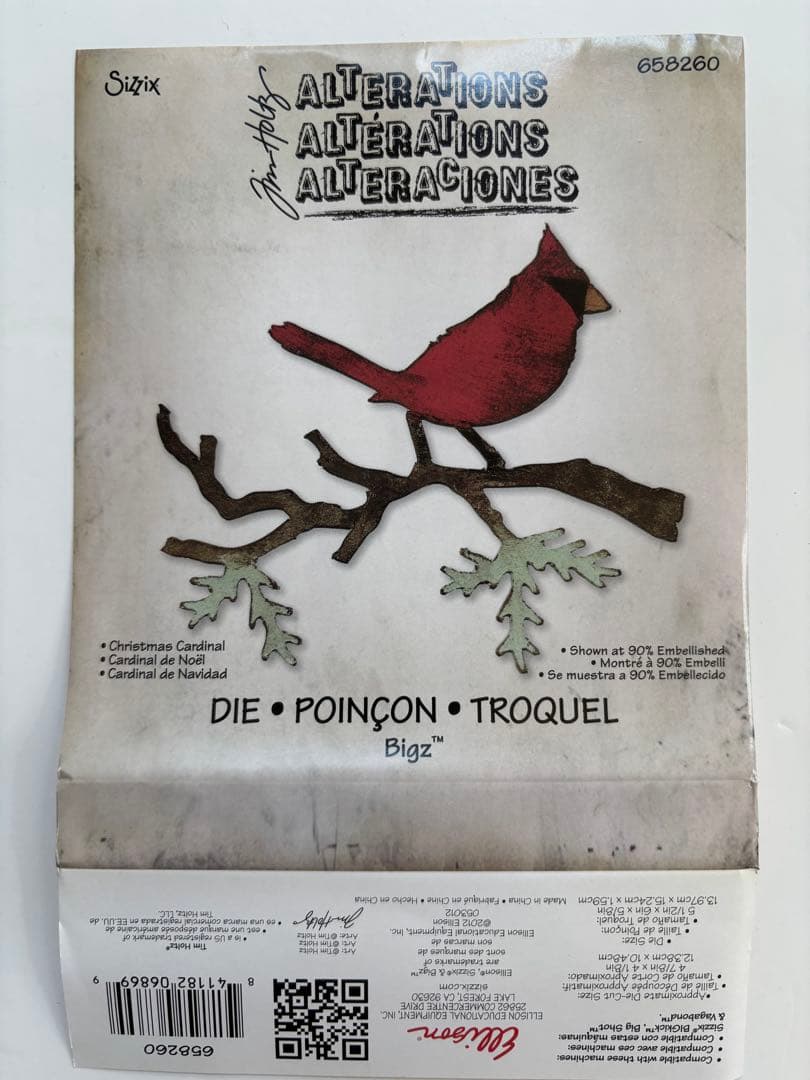 アルバム・スクラップ Sizzix Bigz Die Christmas Cardinal