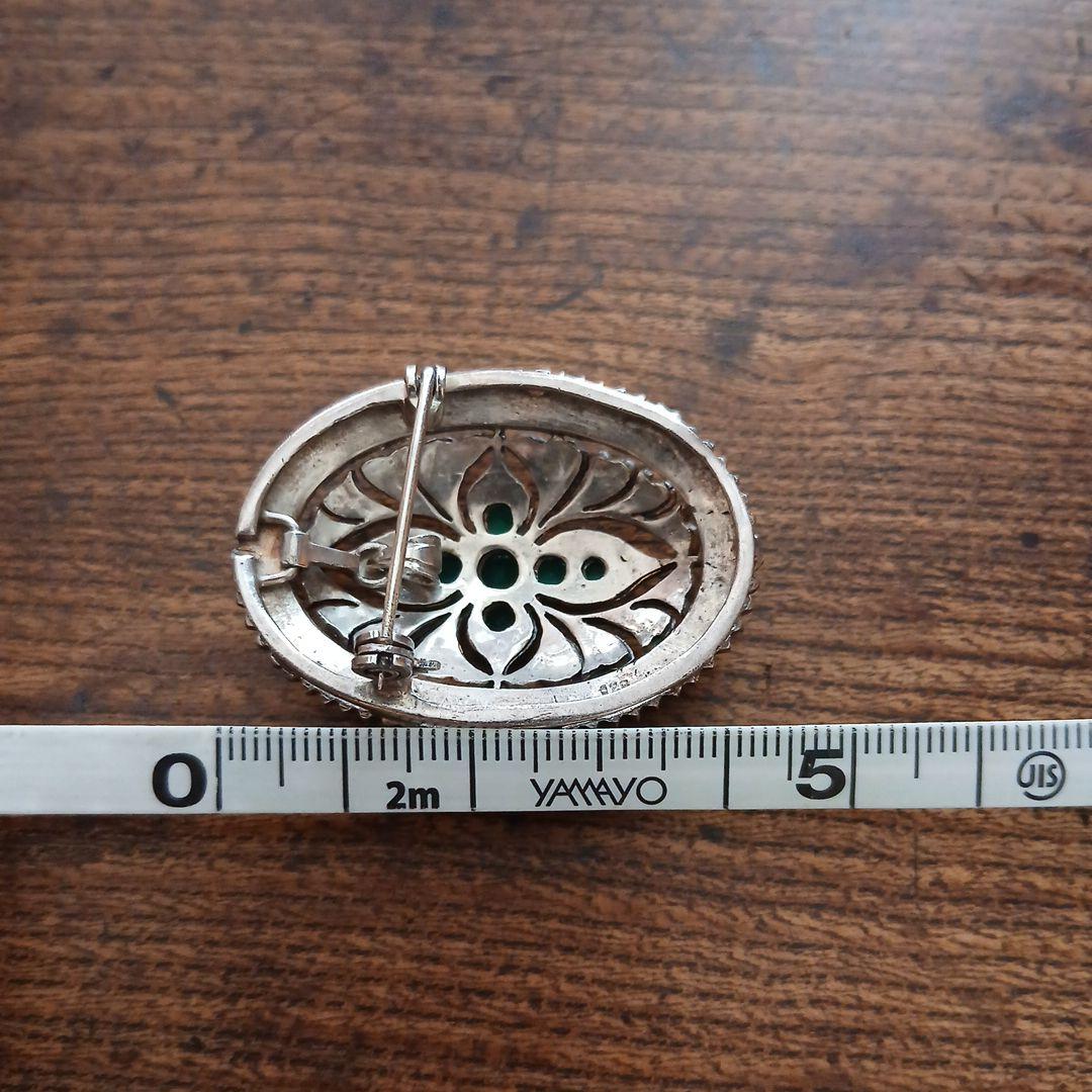 シルバー925 マーカサイト クロス デザイン ブローチ、ペンダント兼用 レトロ