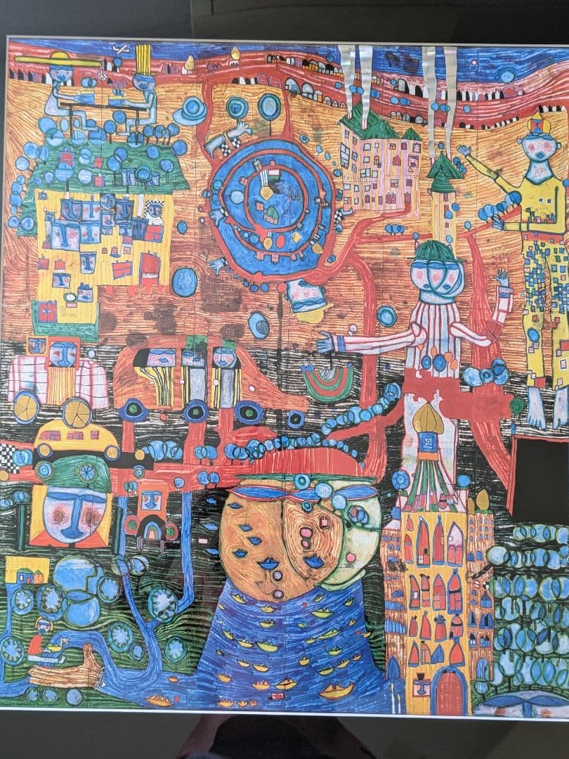 フンデルトヴァッサー　ポスター額付自宅保管