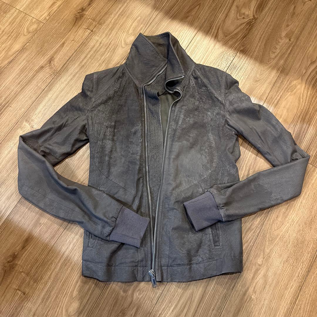 Rick owens RU3761グレー　レザージャケット シングルライダース