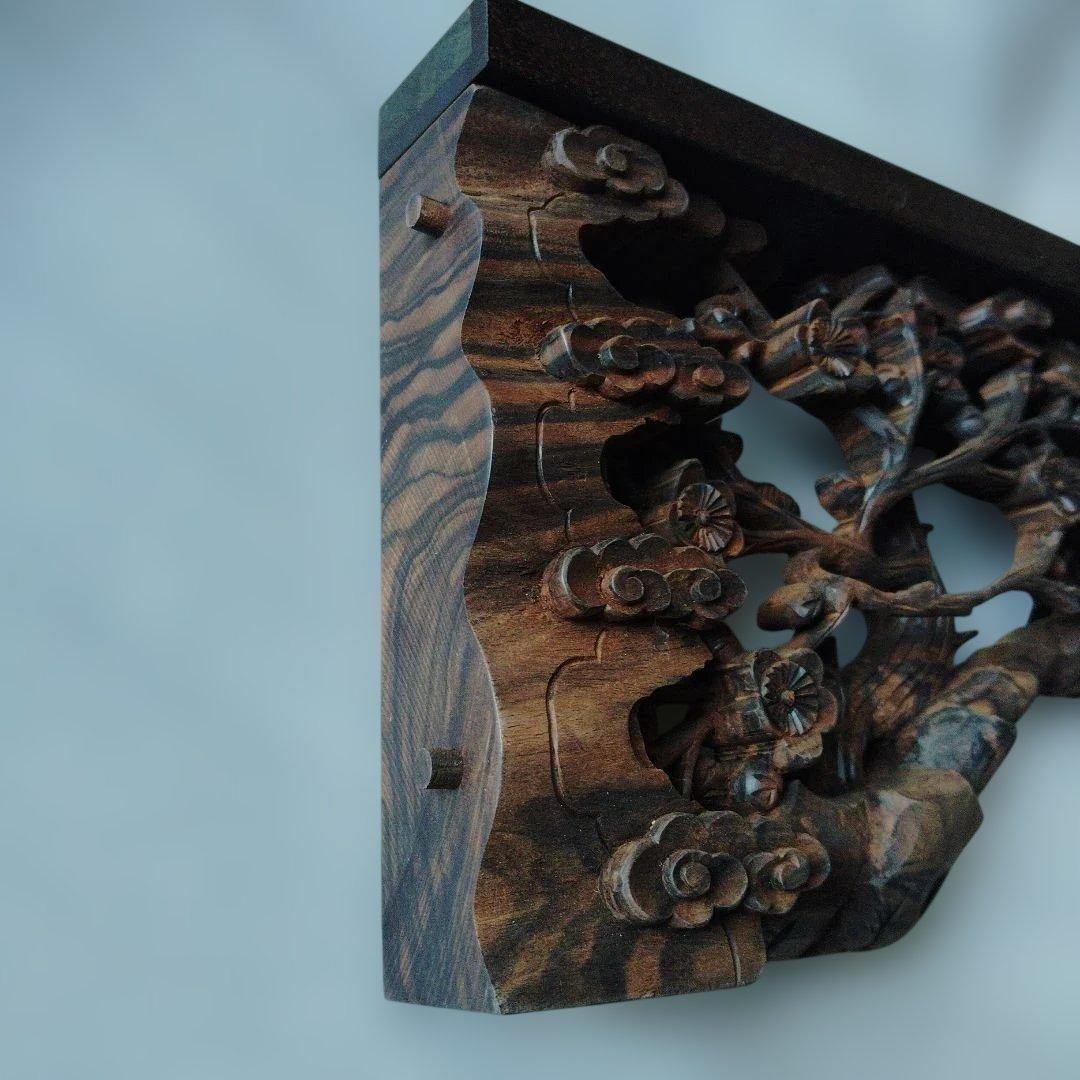 縞黒檀無垢欄間　仏壇用55cm巾