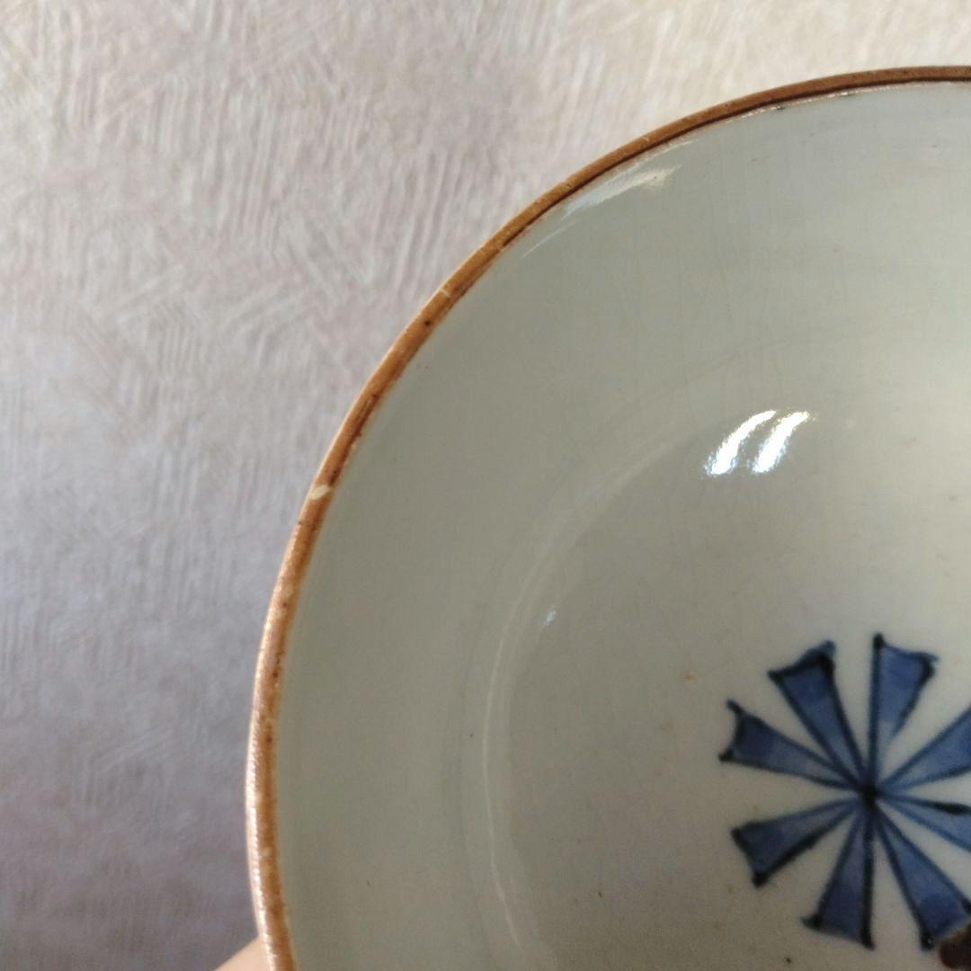 《新春セール！》古伊万里染付幾何学花文蓋付き茶碗蕎麦猪口江戸時代