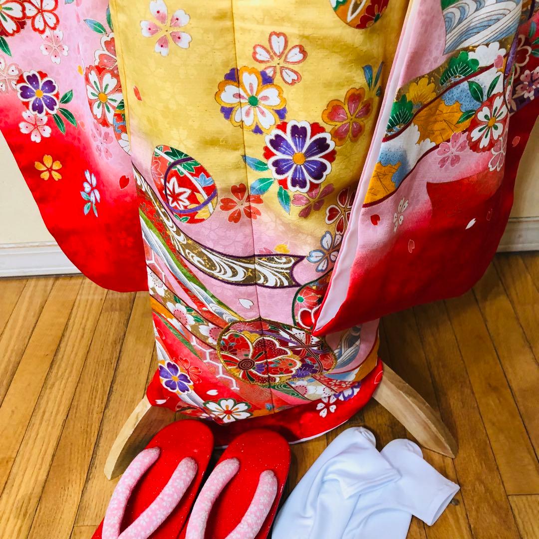 七五三七歳‼️完全フルセット⭐︎手毬花々熨斗柄金彩、刺繍煌びやか極めてる逸品