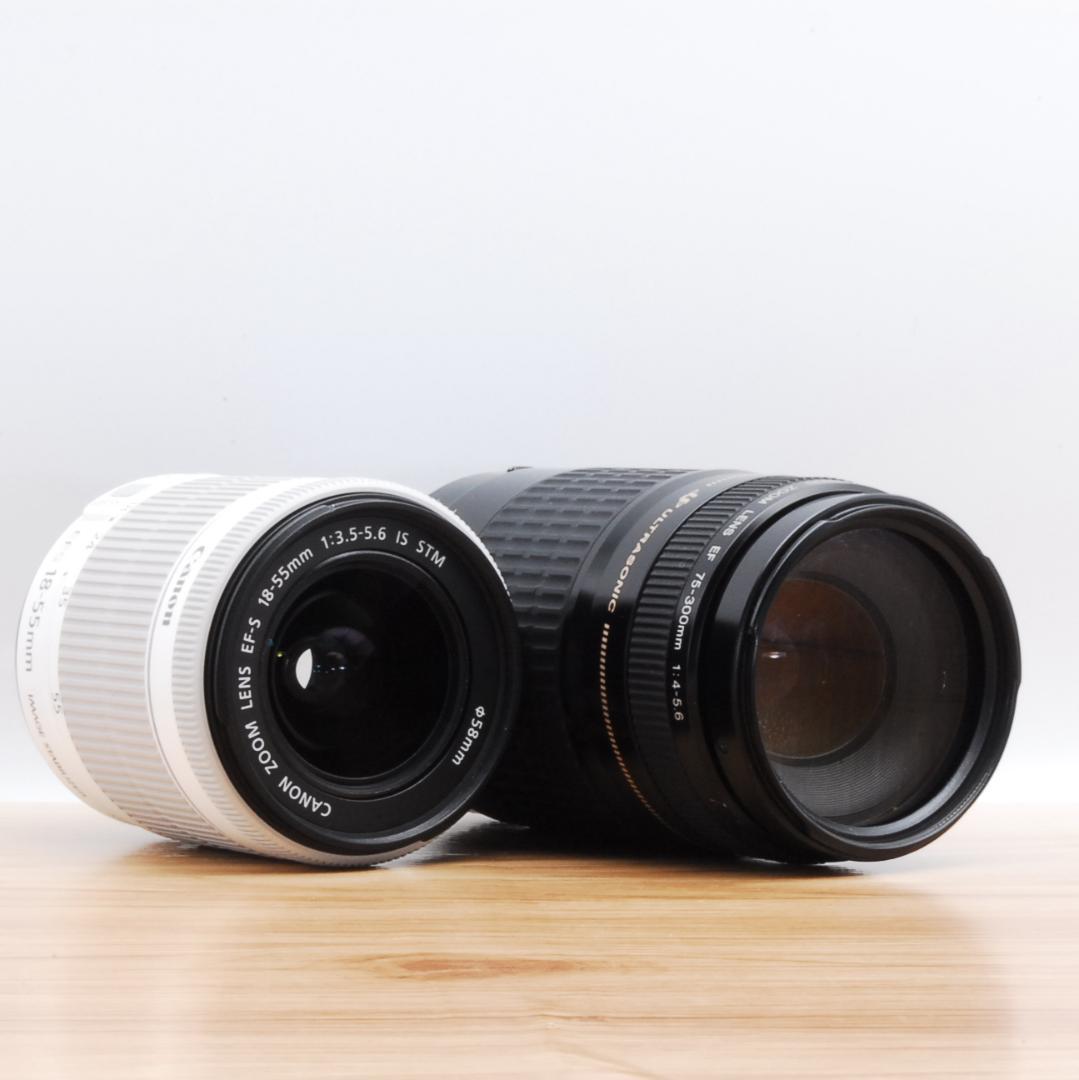 ⭐️スマホ転送OK⭐️人気ホワイト！Canon EOS Kiss X7 ダブルレンズ