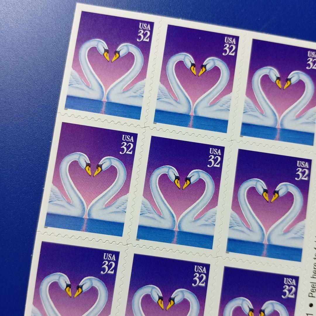 4678 外国切手 アメリカ USA 1997年 白鳥のハート20面入切手帳