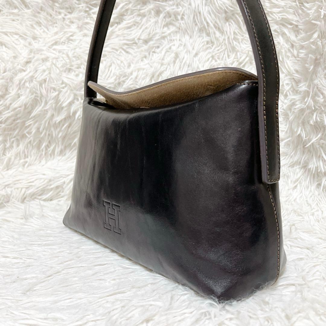 【美品】HIROFU ヒロフ ベリーナ ワンショルダーバッグ ブラック レザー